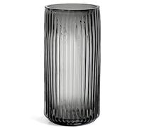 Muyan Jarrón de Cristal de 7.5 Pulgadas para Flores, a Rayas Verticales, decoración Moderna de Escritorio, arreglo Floral seco, Planta hidropónica, hogar, Oficina, Comedor, Sala de Estar, Boda (Gris)