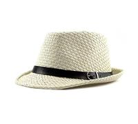 MUYAN Sombrero de paja Fedora Sombrero Panamá para el sol para hombre Trilby Sombrero de verano Sombrero de playa, beige, 56/58