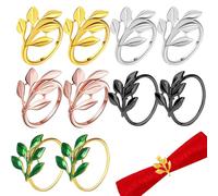 MUYAPAY 10 Piezas Servilletero, Cinco Colores Servilletero de Mesa, Apariencia de la Hoja Servilleteros, Servilleteros Individuales, para Bodas, Navidad, Reuniones Familiares, Decoración de Mesa