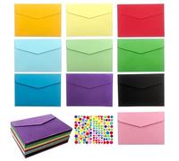 MUYAPAY 103 Piezas, 10 Colores 100 Sobres Pequeños con 3 Pegatinas Colores, Sobres Papel C7, Sobre para Bodas, Cumpleaños, Fiestas, Tarjetas de Regalo y Tarjetas de Felicitación. (115 x 80 mm)