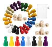 MUYAPAY 160 Piezas Multicolor Piezas Ajedrez Madera, Fichas Parchis, Juegos de Viaje, 8 Colores (Rojo, Verde, Amarillo, Azul, Blanco, Negro, Beige, Morado) con Bolsa de Almacenamiento