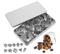 MUYAPAY 30 Piezas Cortadores de Galletas Acero Inoxidable, Moldes Galletas Formas Geométricas, Mini Moldes Reposteria Con Caja de Almacenamiento Adecuado para DIY Galleta Bizcochos y Dulces Caseros