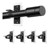 MUYAPAY 4 Piezas Soporte Cortinas Sin Taladrar, Gancho Autoadhesivo Cortinas, Soporte Barra Cortina, Soportes Adhesivos Transparente, Barra Cortina Sin Taladrar para Baño, Dormitorio（Negro）