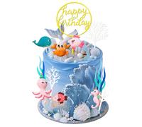 MUYAPAY Adorno para Tarta Temática Océano 12 Piezas Animales Marinos Decoración para Tartas Fiesta, HYDGCP-HSQIN-6
