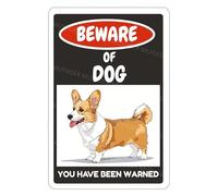 MUYIASER Letrero de metal de aluminio con texto en inglés "Beware Of Dog" Corgi You Have Been Warned para puerta, puerta, patio, decoración de pared del hogar, 8 x 12 pulgadas