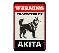 MUYIASER Letrero de metal de aluminio con texto en inglés "Beware of Dog" para valla de advertencia protegida por Akita, letrero de metal de aluminio para exteriores, patio, hogar, cocina, granja