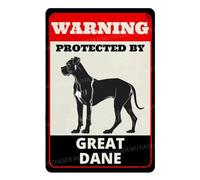 MUYIASER Letrero de metal de aluminio con texto en inglés "Beware of Dog" para valla de advertencia protegida por un gran danés, letrero de metal de aluminio para patio, hogar, cocina, granja, jardín