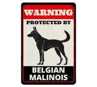 MUYIASER Letrero de metal de aluminio con texto en inglés "Beware of Dog" para valla de advertencia protegida por Malinois, para patio, hogar, cocina, granja, jardín, decoración de pared, 8 x 12