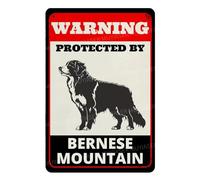 MUYIASER Letrero de metal de aluminio con texto en inglés "Beware of Dog" para valla de advertencia protegida por la montaña bernesa, letrero de metal de aluminio para patio, hogar, cocina, granja