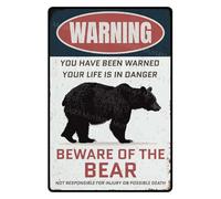 MUYIASER Señal de advertencia de metal de aluminio con texto en inglés "Beware Of The Bear" para puerta de zoológico, valla, patio, decoración de pared del hogar, 8 x 12 pulgadas