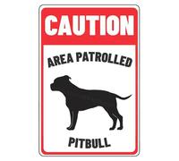 MUYIASER Señal de precaución con la leyenda "Area Patrolled Pitbull Beware Of Dog" - Letrero de metal de aluminio para puerta, letrero de advertencia para valla, puerta, patio, decoración de pared del