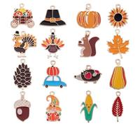 Muyilanc 64 Piezas de Dijes de Esmalte de Acción de Gracias de Aleación de de Otoño Aleación A Granel Cosecha de Otoño Girasol Pavo Calabaza