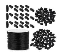 Muyilanc Hebilla Separable con Cordón, Hebilla de de Conector de Barril de Cuentas Negras de 24 mm para Fabricación de Joyas, Pulseras y Collares de Bricolaje