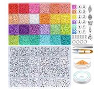 Muyilanc Juego de 24 Cuentas de Vidrio Pintadas en Cuadrícula, Cuentas Dispersas de Colores Puros, Accesorios de Joyería para Hacer Tú Mismo