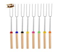 Muyilanc Juego de Palitos Extensibles para Asar Malvaviscos, Paquete de 8, Brochetas para Barbacoa de Acero Inoxidable de Calidad Alimentaria de Primera Calidad