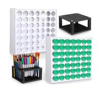 Muyilanc Juego Organizador Pintura 3 Piezas, Estante Almacenamiento Pintura Artesanal 49 Agujeros, Estante Pintura Vertical, Soporte Escritorio para Botella Pintura 2 Onzas para Bolígrafos