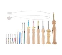 Muyilanc Kit de Agujas de PunzóN de 17 Piezas Kits de Bordado de Agujas de PunzóN Herramienta de Aguja de PunzóN Ajustable, BolíGrafo de Bordado con Manejar de Madera