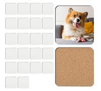 Muyilanc Posavasos de Sublimación de 24 Piezas en, Posavasos de Transferencia Térmica con Parte Posterior de Corcho MDF, Posavasos de Madera en