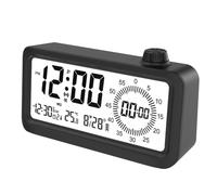 Muyilanc Reloj Despertador con Cuenta Regresiva Pantalla Dual Administrador Visual Reloj Despertador DeteccióN de Temperatura DiseñO de Perilla Relojes Negro