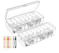 Muyohix 2 organizadores de cables, caja porta cuerda transparente con tapa, caja para el almacenamiento de cables con 7 bridas para oficina, casa, accesorios de escritorio