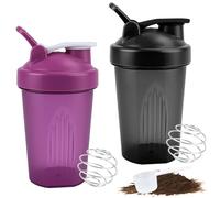 Muyohix 2 Pcs Shaker Proteinas, 400ml Botella Agitadora con Bola Mezcladora, Botella Mezcladora de Batidos de Proteínas, Sin Fugas, Sin BPA, para Fitness, Suplemento, Botellas de Bebidas