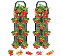 Muyohix 2 Piezas Bolsas de Cultivo de Fresa, Bolsa Colgante para Plantar Fresas, Bolsa de Cultivo de Plantas para Fresas con 8 Agujeros, para Fresa Papa, Flores, Tomate y Cebolla