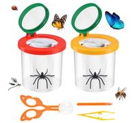 Muyohix 2 Piezas Caja de Insectos de Aumento, Kit Explorador Niños con 1 Palito de Teaser, 1 Pinza y 1 Abrazadera de Bola, Caja para Bichos Lupa Niños de 3 a 8 Años
