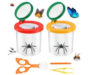 Muyohix 2 Piezas Caja de Insectos de Aumento, Kit Explorador Niños con 1 Palito de Teaser, 1 Pinza y 1 Abrazadera de Bola, Caja para Bichos Lupa Niños de 3 a 8 Años