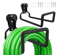 Muyohix 2 Piezas Soporte Manguera Jardin, Soporte para Manguera de Jardín de Montaje en Pared, Soporte Manguera Pared de Agua de Acero, Colgador de Manguera Resistente para Almacenamiento Exterior