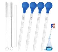 Muyohix 4 Piezas Pipeta de Vidrio, 10ml Pipetas Cuentagotas con Palo para revolver y Cepillo de Limpieza, Goteros Líquidos Pipeta Gotero de Cristal para Laboratorio, Investigación, Medicina, Escuela