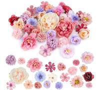 Muyohix 40 Piezas Cabezas de Flores Artificiales Pequeñas, Flores de Tela para Tocados de Novia, Manualidades, Decoración de Bodas, Fiesta, Accesorios de Cabello y Ramos de Novia