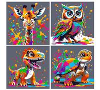 Muyohix 4Pcs Pintar por Numeros Niños, Pintar por Numeros Animales, Pintura por Numeros de Tortuga Marina, Pintura Acrilica Manualidades Adultos Niña (26 x 26cm)