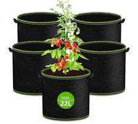 Muyohix 5 Pack Maceta 22 litros, Bolsas de Cultivo de Tela No Tejida Gruesa de 300 G/M² con Asas, Reutilizables, para Tomates, Patatas, Verduras, Flores, Balcón, Jardín, Invernadero, Huerto Urbano