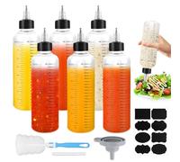 Muyohix 6 Piezas Biberon Cocina 250ml, Biberones Cocina con Graduación, Squeeze Bottle de Plástico, Botella de Salsa con Embudos, Etiquetas, Bolígrafos, para Condimentos Ketchup Oliva Aceite