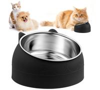 Muyohix Cuenco del Gato de Acero Inoxidable, Comedero Gatos 15° Inclinable Tazón, Tazones para Gatos Antivomitos, Comederos para Perros y Gatos, Bebedero Gatos, Apto para Mascotas pequeñas, 400 ML