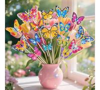 Muyohix Diamond Painting Mariposa, 20 Piezas 5D Pintura de Diamante Mariposas, Kit de Peinture Diamant Papillon pour Jardin para Niños y Adultos, Ideal para Macetas, Balcones y Ventanas