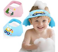 Muyohix Gorro Ducha Niños Bebe, Gorro de Ducha para Niños de EVA Suave con Cierre Ajustable de Velcro, Protección para Ojos, Oídos y Nariz Durante el Lavado para Regadera Baño Bebe (Azul & Rosa)