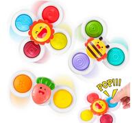 Muyohix Juguetes Bañera para Bebé 1 Año, 3 Piezas Juguete Giratorio con Ventosa, Juguetes Sensoriales, Juguete Ventosa Trona, Spinner Toys, Juguetes Bañera para Bebés Niñas Niños