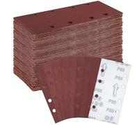 Muyohix Lija Papel de Lija, 56 Piezas Lija Madera 93x185 mm, Granos 40/60/80/120/180/240/320/400, 8 Agujeros Papel Lija para Madera, Metal, Plástico y Pared