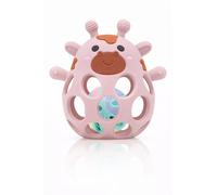 MuyPetit Jirafa Sonajero, Juguete bebe 4 meses, Libre de BPA y tóxicos, Juguetes Montessori para bebes 6-12 meses, Fácil de agarrar, Juegos bebe 0-6 meses, Teether (Rosa con bolita)