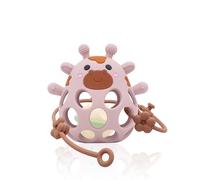 MuyPetit Jirafa Sonajero, Mordedores bebes 3-6meses, Libre de BPA y tóxicos, Juguetes Montessori para bebes 6-12 meses, Fácil de agarrar, Regalo Recien Nacido, Teether (Rosa con bolita y correa)