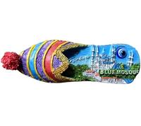 MUYU Craft Imán para nevera con diseño de pavo de Estambul de la Mezquita Azul, recuerdo de viaje, decoración de refrigerador, resina pintada a mano