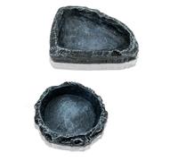 MUYYIKA Cuenco de agua para terrario, accesorios para reptiles, cuenco para comida, terrario, cuenco de agua, accesorio para serpiente, tortuga, gecko (redondo + cuadrado)