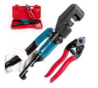 Muzata 45KN - Crimpadora manual hidráulica personalizada mejorada para kit de barandilla de cable de acero inoxidable de 1/8 pulgadas, 1 par de troqueles con cortador de cable de alambre CR09 CK12,