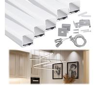 Muzata Paquete de 5 canales de tira LED de 3.3 pies/1 m con cable colgante, cubierta difusora esmerilada impecable para garajes, luz de techo de talleres, luz de día, ancho de montaje empotrado perfil de aluminio Track U116 WW, LS2