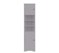 MUZHIXIANG Armario de baño triangular sin marca gris con lacado completo puertas dobles estantes abiertos estantes ajustables para baños pequeños (gris + MDF)