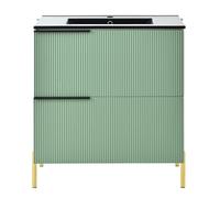 MUZHIXIANG Brandless Mueble bajo lavabo con lavabo de cerámica, 60 cm, color verde, mueble de baño con cajones de MDF para baño