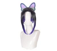 MUZI WIG Peluca de anime Cosplay para Demon Slayer Kimetsu no Yaiba Kokushibou Cosplay peluca con gorra de peluca gratis