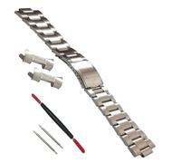 MUZIJING Correa de reloj de acero inoxidable cepillado 316L de 18 mm, 19 mm, 20 mm, 21 mm, plateada, estilo vintage, con extremo curvado tipo ostra, compatible con el reloj de buceo Seiko 5, 18mm