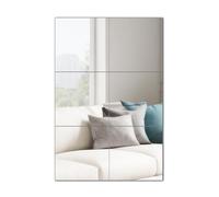 Muzilife Juego de 6 azulejos de espejo de cristal autoadhesivos, 26 x 26 cm, espejo de pared DIY con 24 adhesivos para pegar, juego de espejos HD en cocina, salón y baño